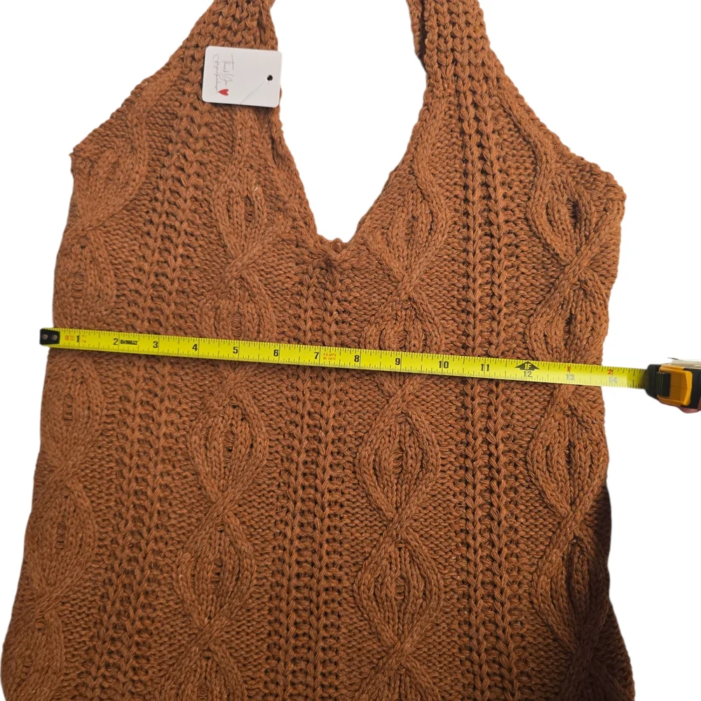 Handcrafted Knit Tote Bag - Tan